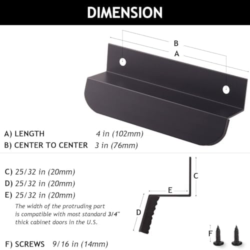RVPEKUPE 1-Pack Under Cabinet Foot Pull for Trash Drawer, Matte Black 4"