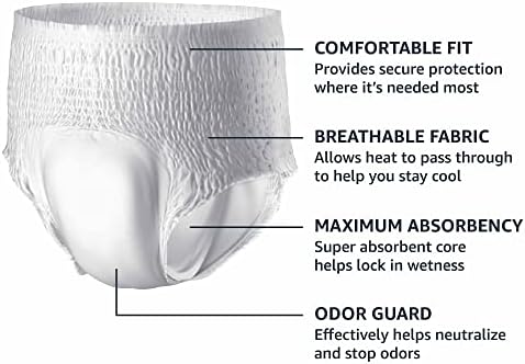 Amazon Basics Incontinence Underwear for Men, Maximum Absorbency, Large 17 pack