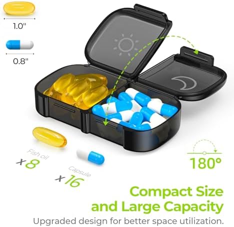 AUVON Weekly Pill Organizer 2 Times a Day, One-Side Large Opening, Easy‑Use