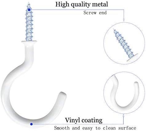 yuntop 12 Pack Vinyl Coated Ceiling Hooks,Screw-in Mug Hooks