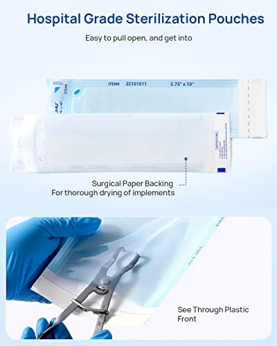 JMU Self Seal Sterilization Pouches 3.5" x 10", Sterilization Bags 200/Box