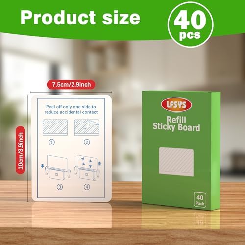 LFSYS 40 Packs Refill Card(Refills Only) for Plug in UV Light Fly Trap, Sticky Board Refills for LFSYS Plug-in Fly Trap