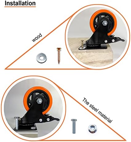4" Caster Wheels - Heavy Duty Casters Set of 4 Dual Locking Swivel