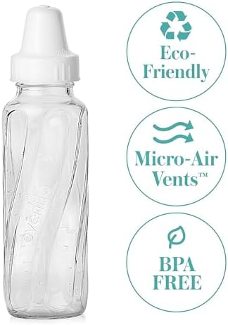 Evenflo Feeding Classic Glass Twist Bottles, 8 Ounce (Pack of 6),Clear,1018611