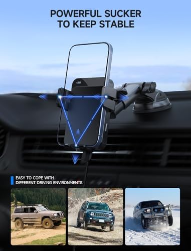 Wireless Car Charger 15W Auto Clamping Phone Holder Dash Windshield Vent