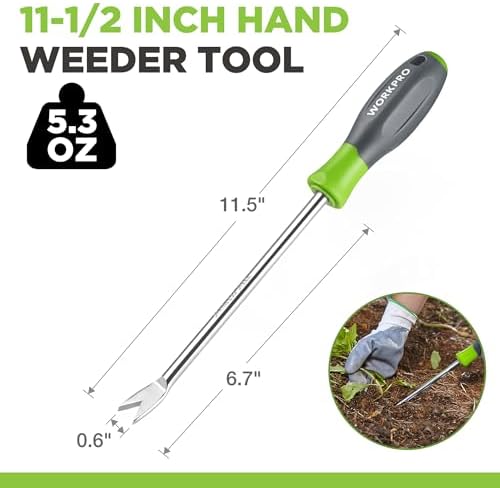 WORKPRO 11.5" Dandelion Weeder Puller Tool with Soft Handle
