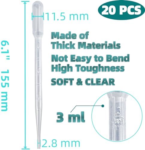Zkupanx 20-Pack 3mL Disposable Plastic Dropper Pipettes for Resin & Oils