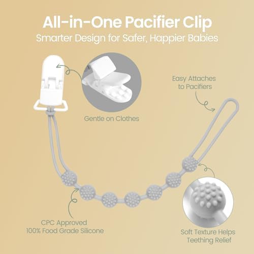 Eascrozn Baby Pacifier Clip, 6 Pack Silicone Pacifier Holder BPA Free