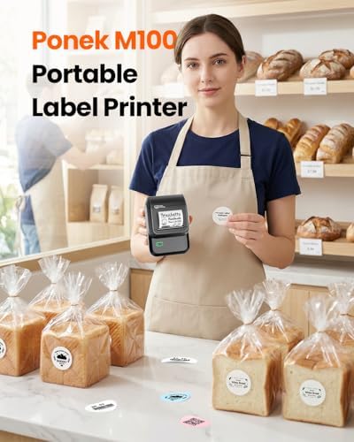 Ponek Label Maker Machine with Tape, 2 Inch Bluetooth Label Printer, Black