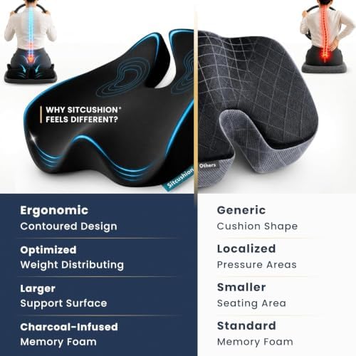Car Seat Cushion for Driving, Sciatica Pain Relief Car Pillow and Seat Pad