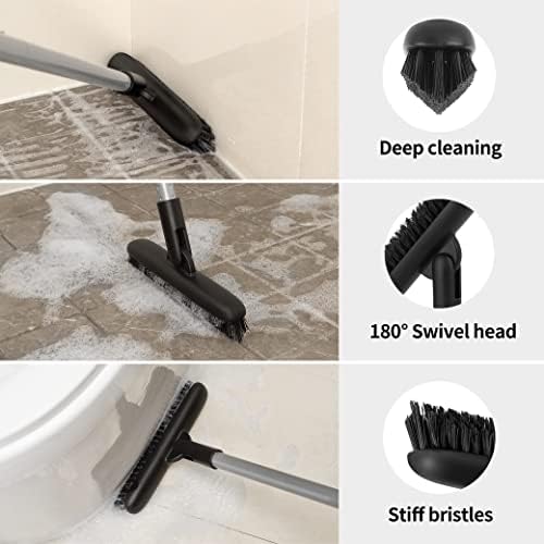 MR.SIGA Heavy Duty Grout Scrub Brush with Long Handle