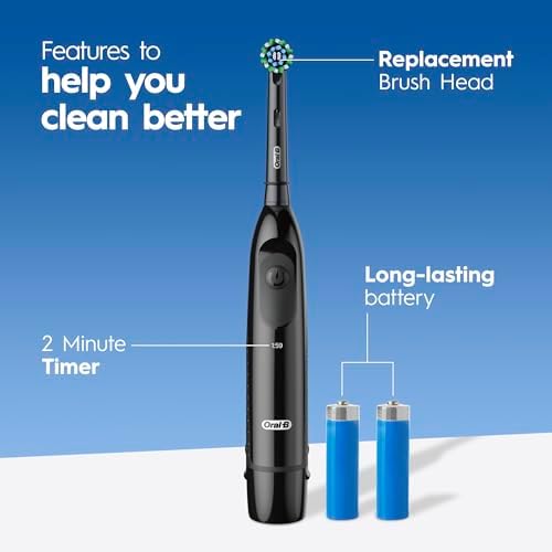 Oral-B Pro 100 CrossAction, Battery Powered Toothbrush, Black, 1 Count (Pack of 1)