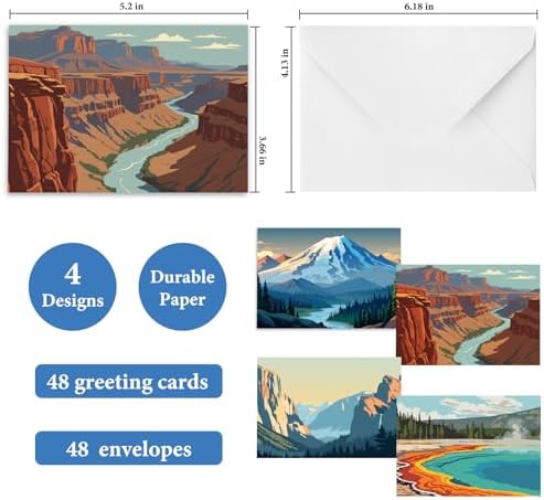 48 Pack Blank Cards National Parks Blank Greeting Cards and Envelopes