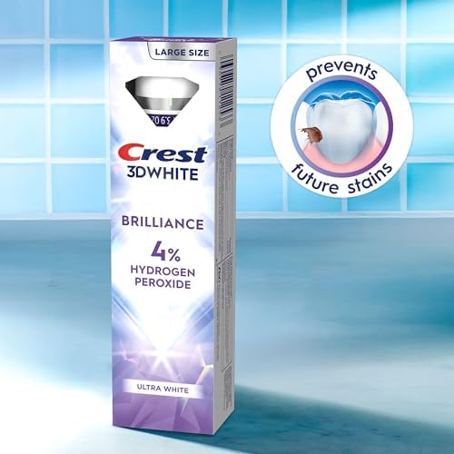 Crest 3D White Brilliance Pro Ultra White Teeth Whitening Toothpaste, 3.8 oz, Anticavity Fluoride Toothpaste, 4% Hydrogen Peroxide, Active Whitening Protection
