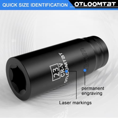 OTLOOMTBT 32PCS Impact Socket Set 1/2" Drive Metric & SAE Deep Sockets