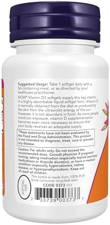 NOW Foods Supplements, Vitamin D-3 5,000 IU, High Potency, Structural Support*, 240 Softgels