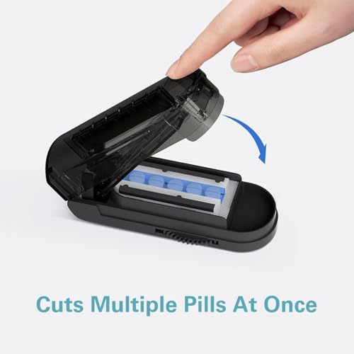 DEPAD Pill Cutter Splitter for Small and Tiny Pills, Pill Splitter for Cutting Multiple Pills with Adjustable Bars & Hidden Blade, Safely Cuts Small or Large Tablets for Seniors & Pets