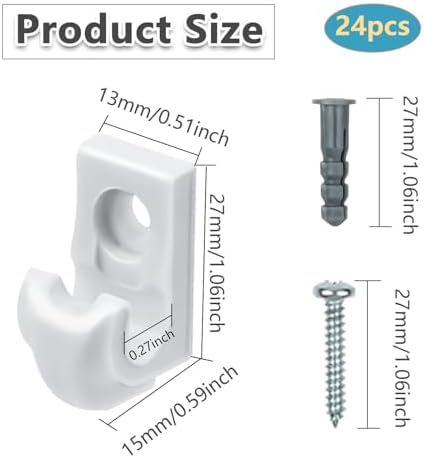 24 Pack Wire Shelf Clips, White Down Wall Clips for Closet Shelves