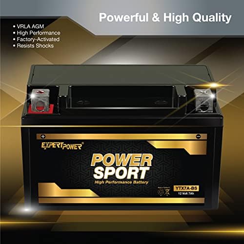 ExpertPower YTX7A-BS 12V 7Ah AGM Motorcycle Battery 180 CCA OEM Fit
