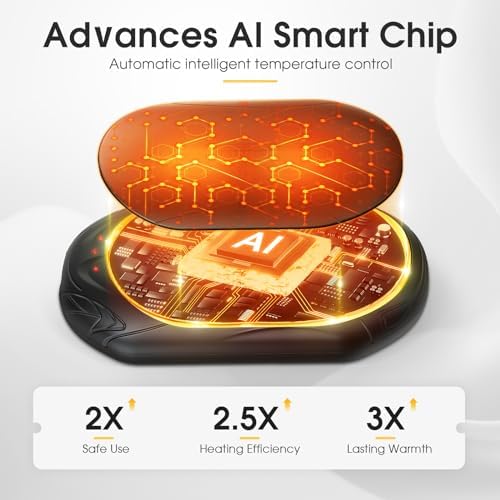 AI Hand Warmers Rechargeable 2 Pack, AI Smart Chips Electric Hand Warmers, 20Hrs Long Safe Heat, Portable Pocket Heater, Gifts for Christmas, Outdoor, Hunting, Golf, Camping Accessories