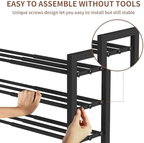 Expandable Shoe Rack, Heavy Duty Metal Shoe Organizer for Closet