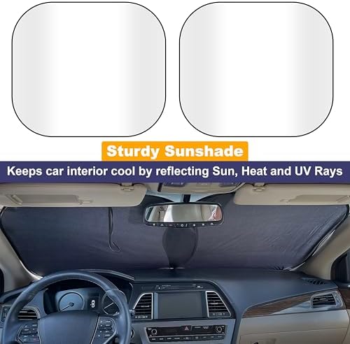 EcoNour 2 Piece Foldable Car Windshield Sun Shade, UV & Heat Protection