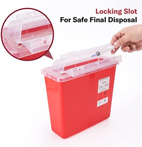 Alcedo Large Sharps Container 5 Quart (2-Pack) Home & Professional Use