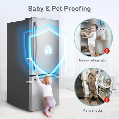 2 Pack Fridge Lock, Freezer Door Lock Child Safety, 3M Adhesive Hold