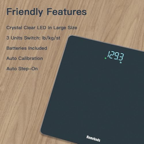Homebuds Bathroom Scale for Body Weight Precision 0.1lb, Weight Scale 400lb