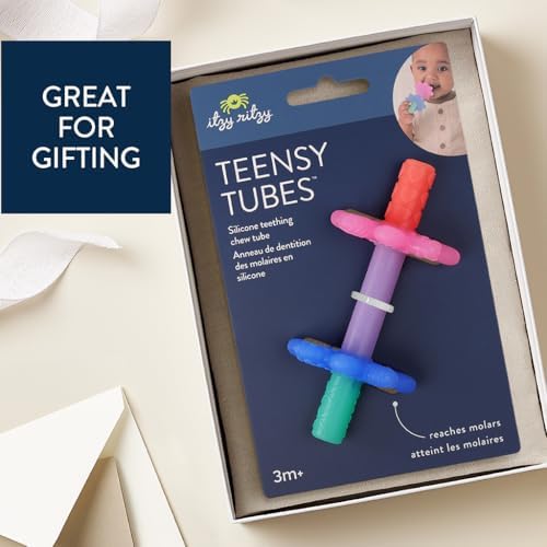 Itzy Ritzy Soothing Teething Tube, Made with Soft Silicone (Pink Rainbow)