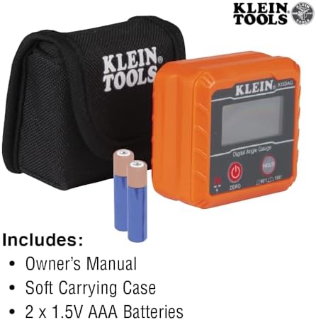 Klein Tools 935DAG Digital Electronic Level and Angle Gauge, Measures 0 - 90 and 0 - 180 Degree Ranges, Measures and Sets Angles