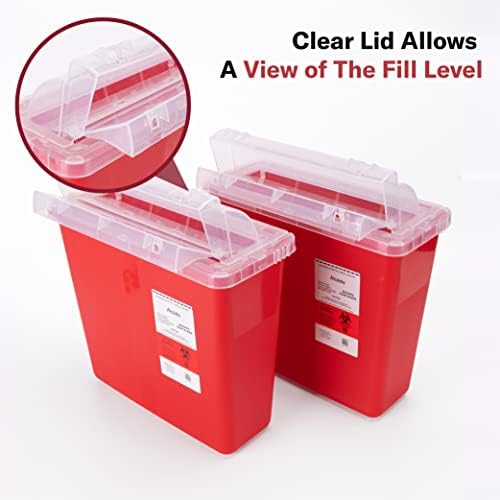 Alcedo Large Sharps Container 5 Quart (2-Pack) Home & Professional Use