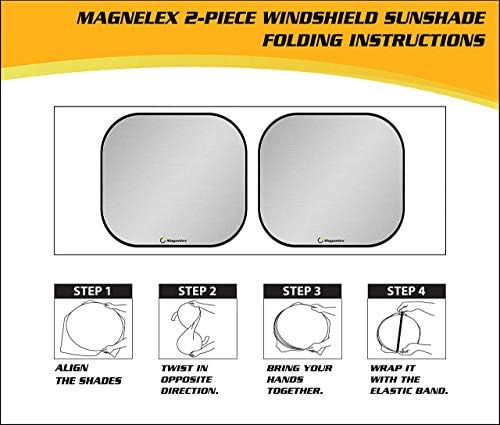 Magnelex Windshield Sun Shade - Reflective Fabric Blocks Sun and Keeps Your Vehicle Cool, Foldable Sun Shield for Car (Universal Fit)