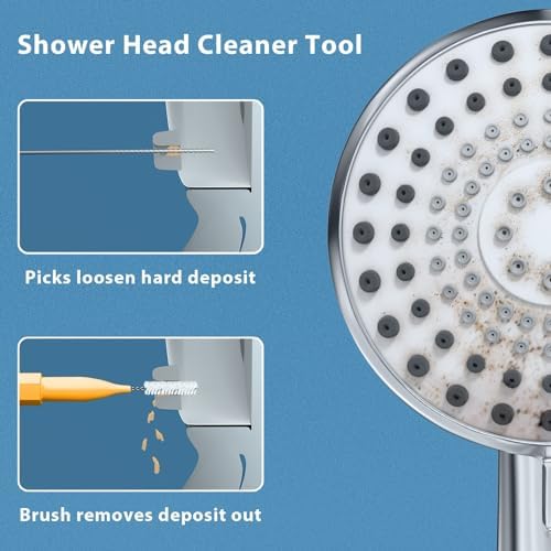 Lumkew Multiplesize Shower Head Cleaner Tool, Shower Head Cleaning Brushes Small Hole, Showerhead Cleaner Picks Unclogging Tiny Nozzle Little Gaps 3D Printer Opening, Orange