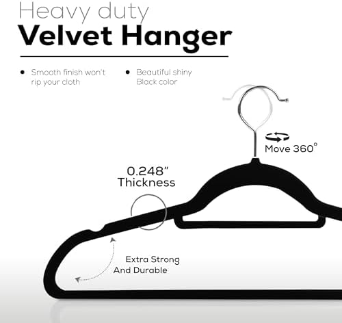Utopia Home Velvet Hangers 100 Pack – Premium Hangers with Tie Bar - Black