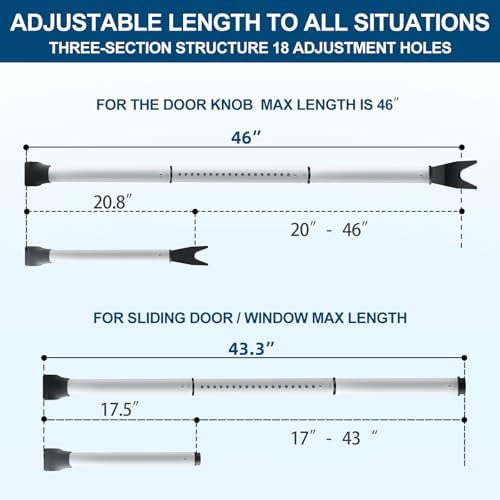 Rerishom 2 Pack Door Security Bar, Heavy Duty Patio Door Lock,White