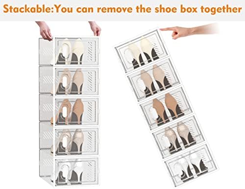 SIMPDIY Clear Shoe Storage Boxes, Stackable Shoe Organizer for Closet