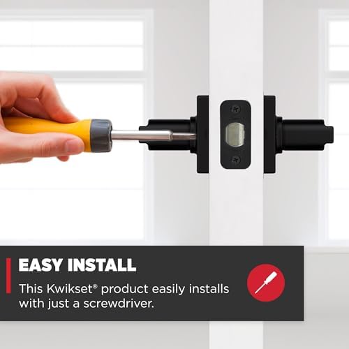 Kwikset Casey Passage Door Lever, Non-Locking Handle for Interior Hall and Closet Doors, Reversible for Easy Install, Featuring Microban Protection in Matte Black