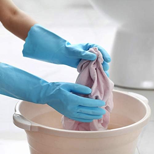 HSL Latex-Free Cleaning Gloves, Cotton Flocked Liner, 2 Pairs, Medium