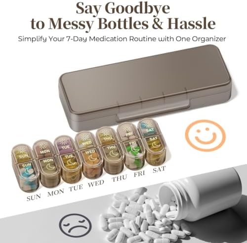Betife AM PM Pill Organizer 7 Day, Weekly Pill Organizer Box 2 Times a Day