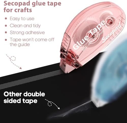 Secopad Scrapbook Tape, 8 Pack Glue Tape, Light-Colored Shell