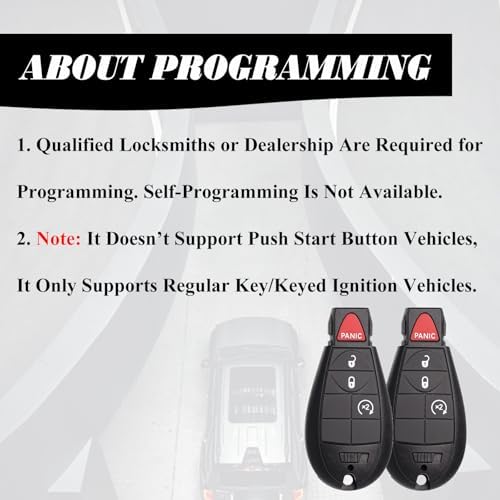 MechanMagic Key Fob Fobik Replacement Fits for Dodge Ram 1500 2013-2021 2500 3500 4500 5500 2013-2018 Pickup Truck Keyless Entry Remote Start Control GQ4-53T 4B Set of 2