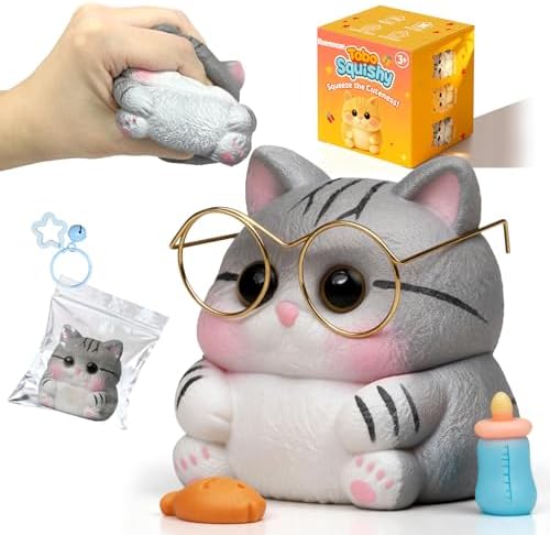 Cat Squishy Toys, Soft TPR Sensory Fidget Squeeze Toy