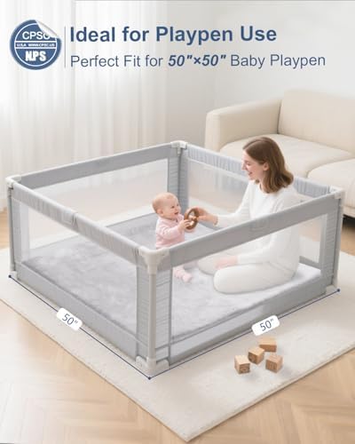 SEPARO Thick Baby Play Mat for Floor,50x50 Playpen Mat,Non-Slip,Grey