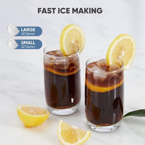 DUMOS Countertop Ice Maker with Handle, Portable Ice Machine for Home Black