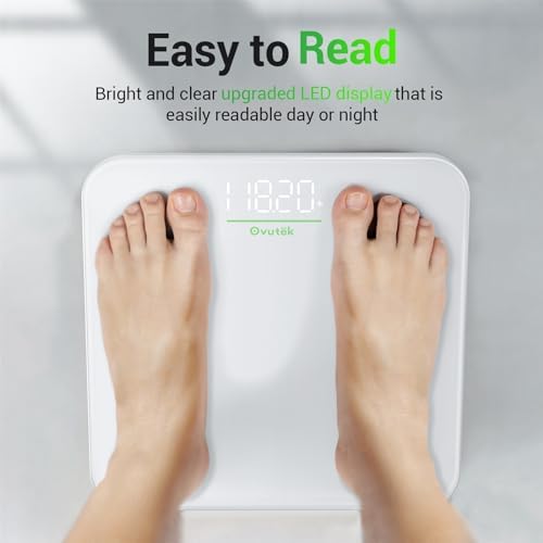 Ovutek Bathroom Scale for Body Weight, 5mm Tempered Glass, 400lb