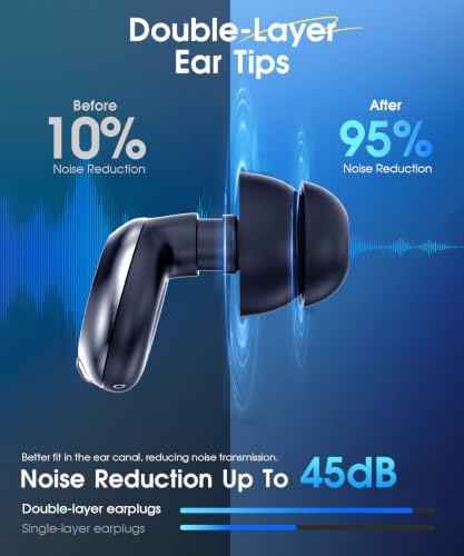 ARROX Adjustable Ear Plugs for Sleeping, 3 Noise Relief Modes (13-45 dB), Double-Layer Ultra-Soft Silicone Earplugs, Reusable Ear plugs for Concerts, Deep Focus, Side Sleepers & Travel, 4 Size Eartips
