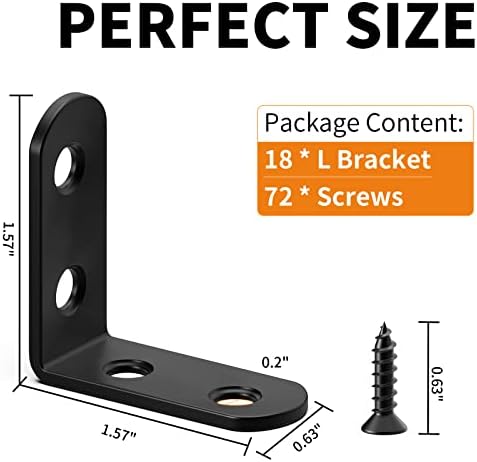 FATLODA 18PCS L Bracket Corner Brace, Stainless Steel Corner Bracket