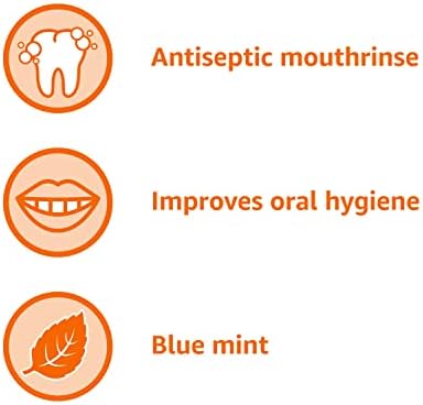 Amazon Basics Antiseptic Mouthwash, Blue Mint, Fights Bad Breath, Plaque and Gingivitis, 1 Liter, 33.8 Fl Oz, 1-Pack (Previously Solimo)