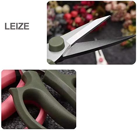 Leize Flower Scissors, Premium Thickened Stainless Steel Floral Shears, Strong Pruner for Flowers, Branches and Leaves (Grey Green Slender)